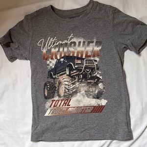 Carter's Gray Tee with Navy & Brown Monster Truck Graphic size 5